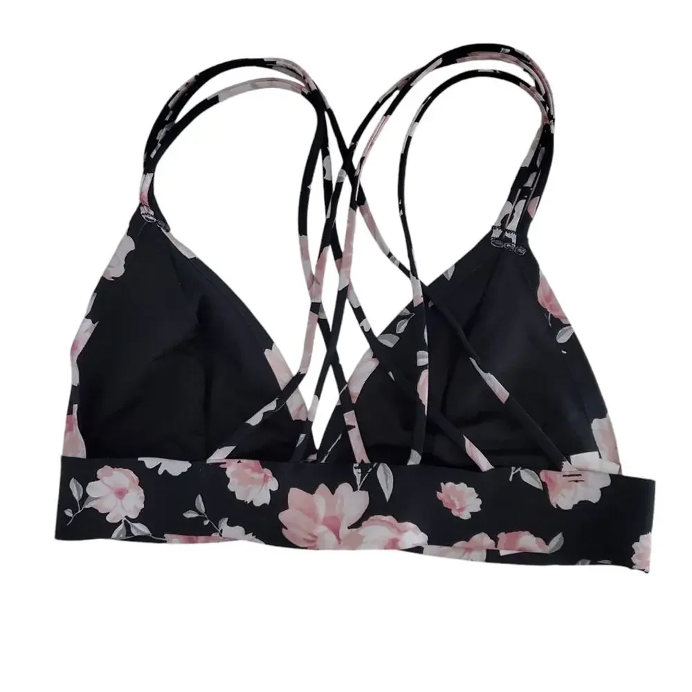 PINK VS | Floral Strappy Back Deep V Bralette